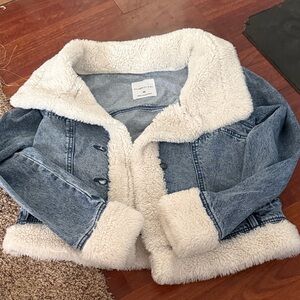 Denim Jacket with Faux Shearling Lining
